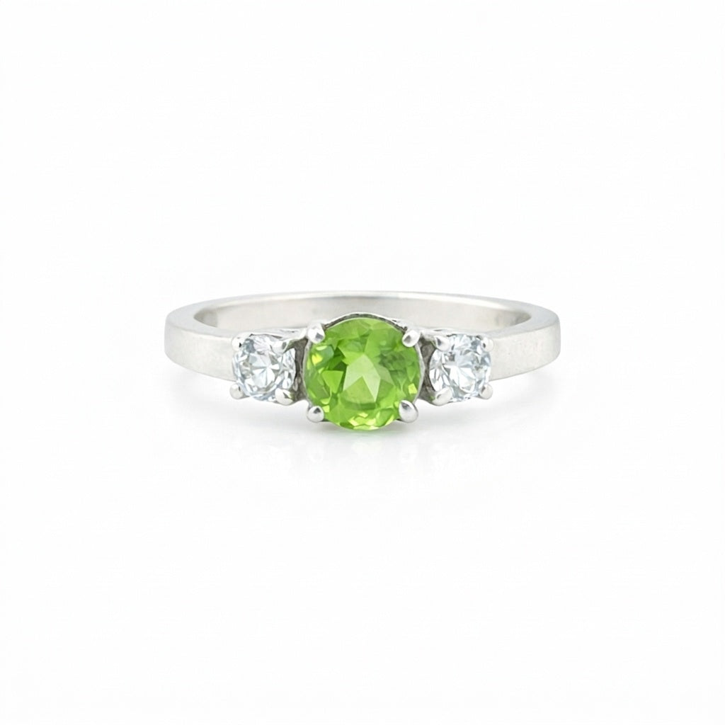 Round Green Amethyst Ring Crafted in 925 Sterling Silver for Her Solitaire Style