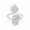 Certified Fashion Pear Cut Blue Aquamarine Ring in 925 Sterling Silver