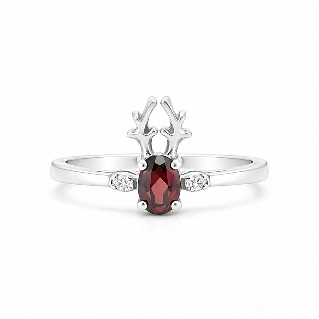 925 Sterling Silver Oval Cut Red Garnet Ring 3.46 Ct for Her Trendy Pick