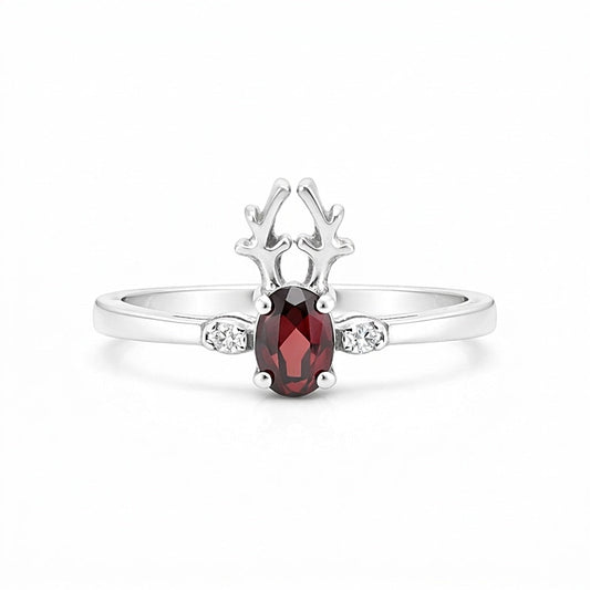 925 Sterling Silver Oval Cut Red Garnet Ring 3.46 Ct for Her Trendy Pick