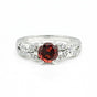 Certified Solitaire Round Cut Red Garnet Ring in 925 Sterling Silver for Women