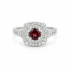Anniversary Red Garnet Ring Round Cut in 925 Sterling Silver for Women