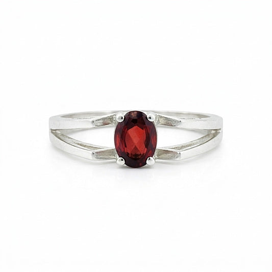 Red Garnet 6.50 Ct Ring in 925 Sterling Silver Jewelry for Engagement Boho Style