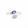 925 Sterling Silver Purple Amethyst Pear Cut Ring for Women Classic Design