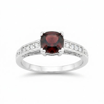 Cushion Red Garnet Statement Ring in 925 Sterling Silver for Women Elegant Look