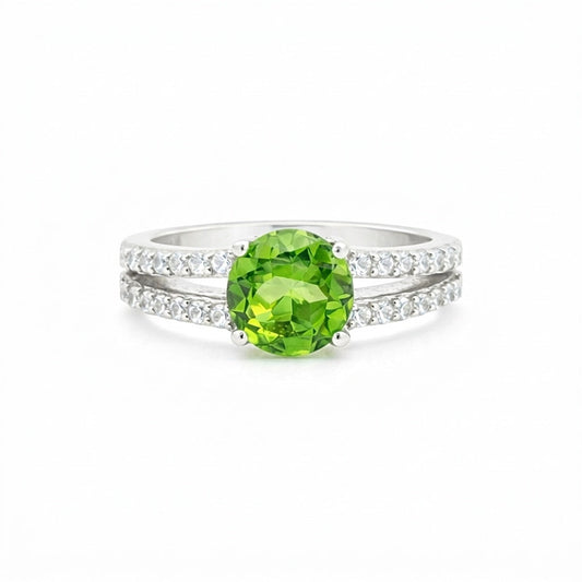 Certified Green Amethyst Round Ring Crafted in 925 Sterling Silver Gift for Her