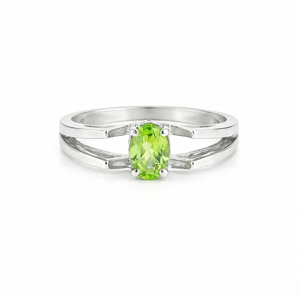 Green Amethyst Ring Oval Cut 1.25 Ct 925 Sterling Silver Gift for Her Boho Style