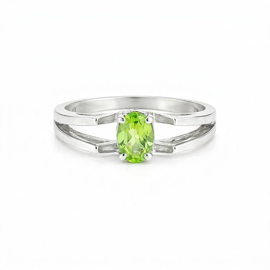 Green Amethyst Ring Oval Cut 1.25 Ct 925 Sterling Silver Gift for Her Boho Style