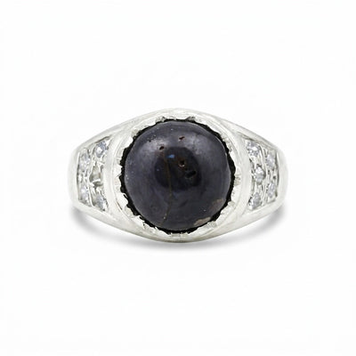 1.24 Ct Black Pearl Round Ring in 925 Sterling Silver for Her Statement Piece