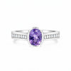 Fine Jewelry Purple Amethyst Ring Oval Cut in 925 Sterling Silver for Wedding