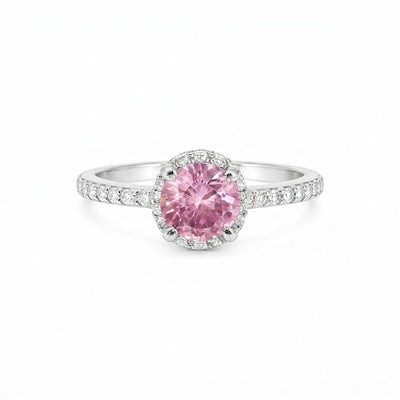925 Sterling Silver Pink Kunzite Round Cut Ring for Women Everyday Wear
