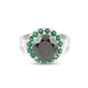 Round Cut Moissanite & Emerald Ring 7.00 Ct. 925 Sterling Silver Eternity Band G