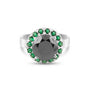 Round Cut Moissanite & Emerald Ring 7.00 Ct. 925 Sterling Silver Eternity Band G