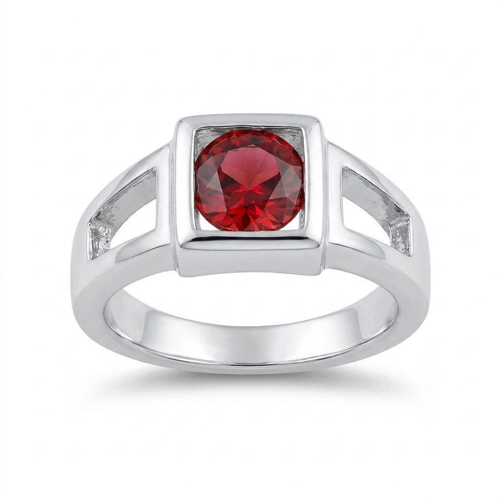 Red Garnet Ring 3.73 Ct Round Cut 925 Sterling Silver for Wedding Vintage Style