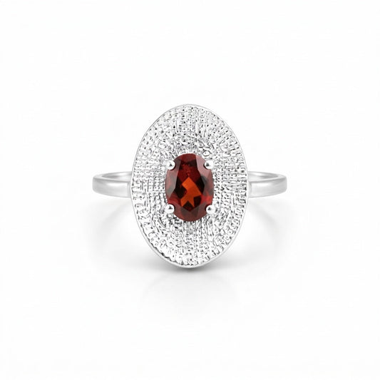 Oval Cut Red Garnet 1.85 Ct Ring in 925 Sterling Silver for Women Vintage Style