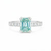Everyday Wear Blue Aquamarine Emerald Ring in 925 Sterling Silver for Wedding