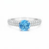 Certified Blue Aquamarine 2.55 Ct Round Cut Ring 925 Sterling Silver for Wedding