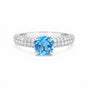 Certified Blue Aquamarine 2.55 Ct Round Cut Ring 925 Sterling Silver for Wedding