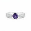 Statement Round Purple Amethyst Ring in 925 Sterling Silver for Women Boho Style