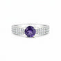 Statement Round Purple Amethyst Ring in 925 Sterling Silver for Women Boho Style