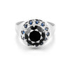 7.50 Ct. Moissanite & Sapphire Round Cut Ring 925 Sterling Silver Women Fine Jew
