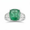 3.25 Ct Green Emerald Cushion Ring in 925 Sterling Silver for Wedding Boho Style