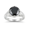 Black Moissanite Round Ring Set in 925 Sterling Silver for Her Classic Design