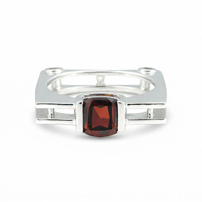 Princess Cut Garnet Ring in 925 Sterling Silver 1.25 Ct Red for Women Boho Style