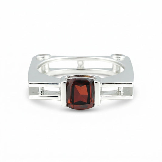 Princess Cut Garnet Ring in 925 Sterling Silver 1.25 Ct Red for Women Boho Style
