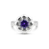 925 Sterling Silver Purple Amethyst Round Cut Ring for Women Solitaire Style