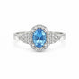Oval Blue Aquamarine Gift for Her Ring in 925 Sterling Silver Vintage Style