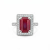 Emerald Cut Red Ruby 4.82 Ct Ring in 925 Sterling Silver for Women Chic Design