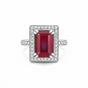 Emerald Cut Red Ruby 4.82 Ct Ring in 925 Sterling Silver for Women Chic Design