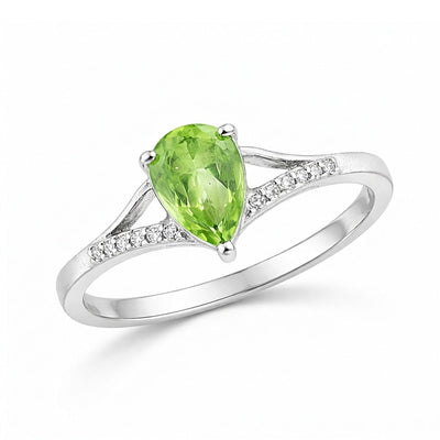 Jewelry Pear Cut Green Amethyst Ring in 925 Sterling Silver for Her Trendy Pick