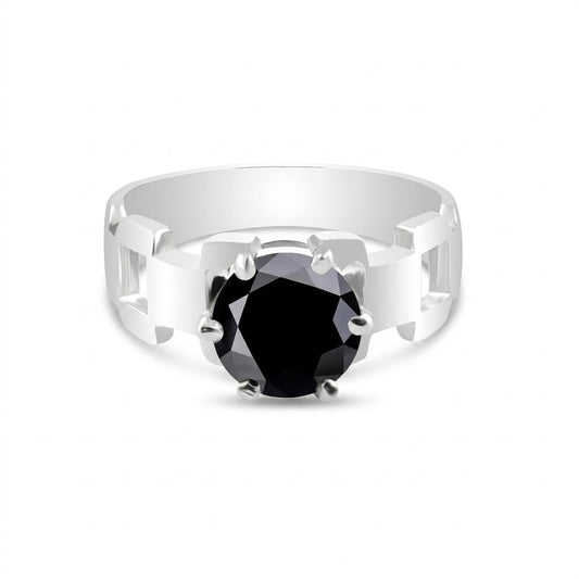 Black Moissanite Round Ring 6.50 Ct. 925 Sterling Silver Stackable Eternity Band