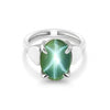 5.45 Ct. Green Sapphire Ring Oval Cabochon Cut 925 Sterling Silver Eternity Band