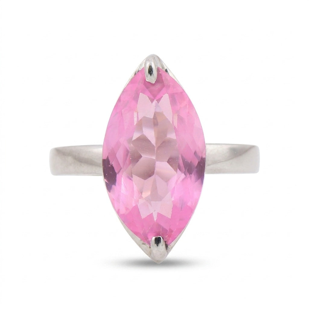 Pink Kunzite Marquise Ring 3.00 Ct. 925 Sterling Silver Stackable Eternity Band