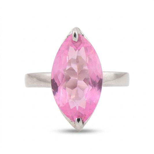 Pink Kunzite Marquise Ring 3.00 Ct. 925 Sterling Silver Stackable Eternity Band
