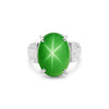 Green Sapphire Solitaire Ring 7.50 Ct. Oval Cabochon Cut 925 Sterling Silver Sta