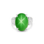 Green Sapphire Solitaire Ring 7.50 Ct. Oval Cabochon Cut 925 Sterling Silver Sta