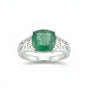 EGL Certified 3.20 Ct. Emerald Cushion Cut Ring 925 Sterling Silver Women Fine J