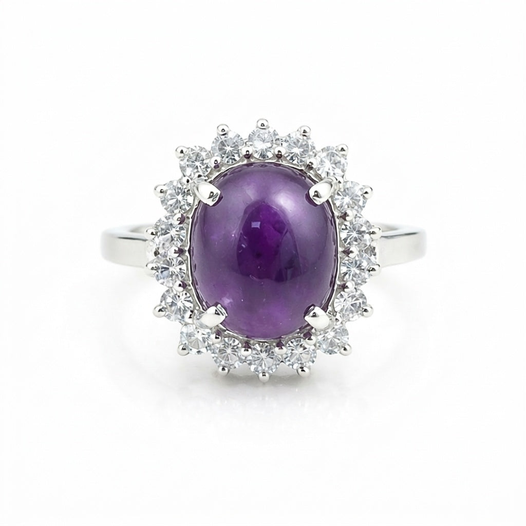 5.50 Ct. Purple Amethyst Ring Oval Cut 925 Sterling Silver Eternity Band Fine Gi