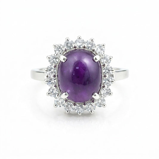 5.50 Ct. Purple Amethyst Ring Oval Cut 925 Sterling Silver Eternity Band Fine Gi