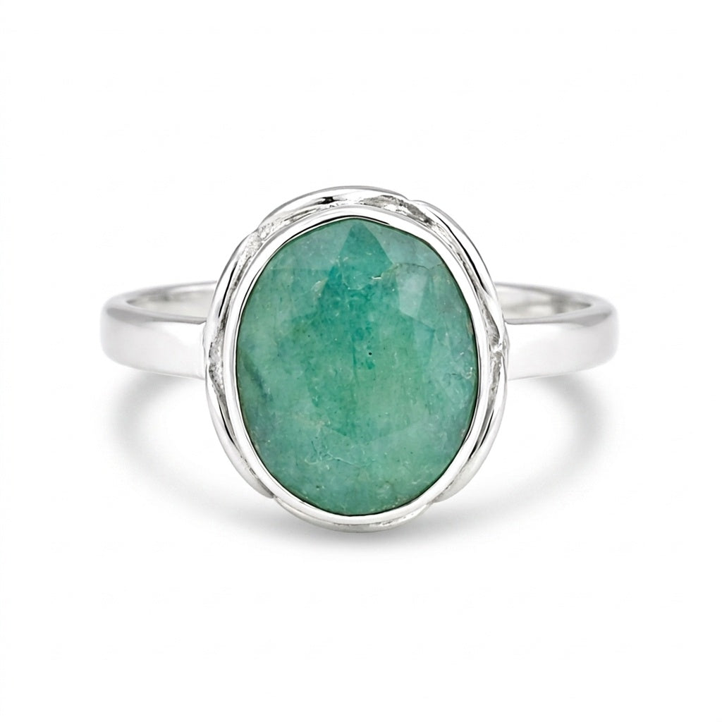4.50 Ct. Emerald Oval Solitaire Ring 925 Sterling Silver Valentine's Day Fine Je