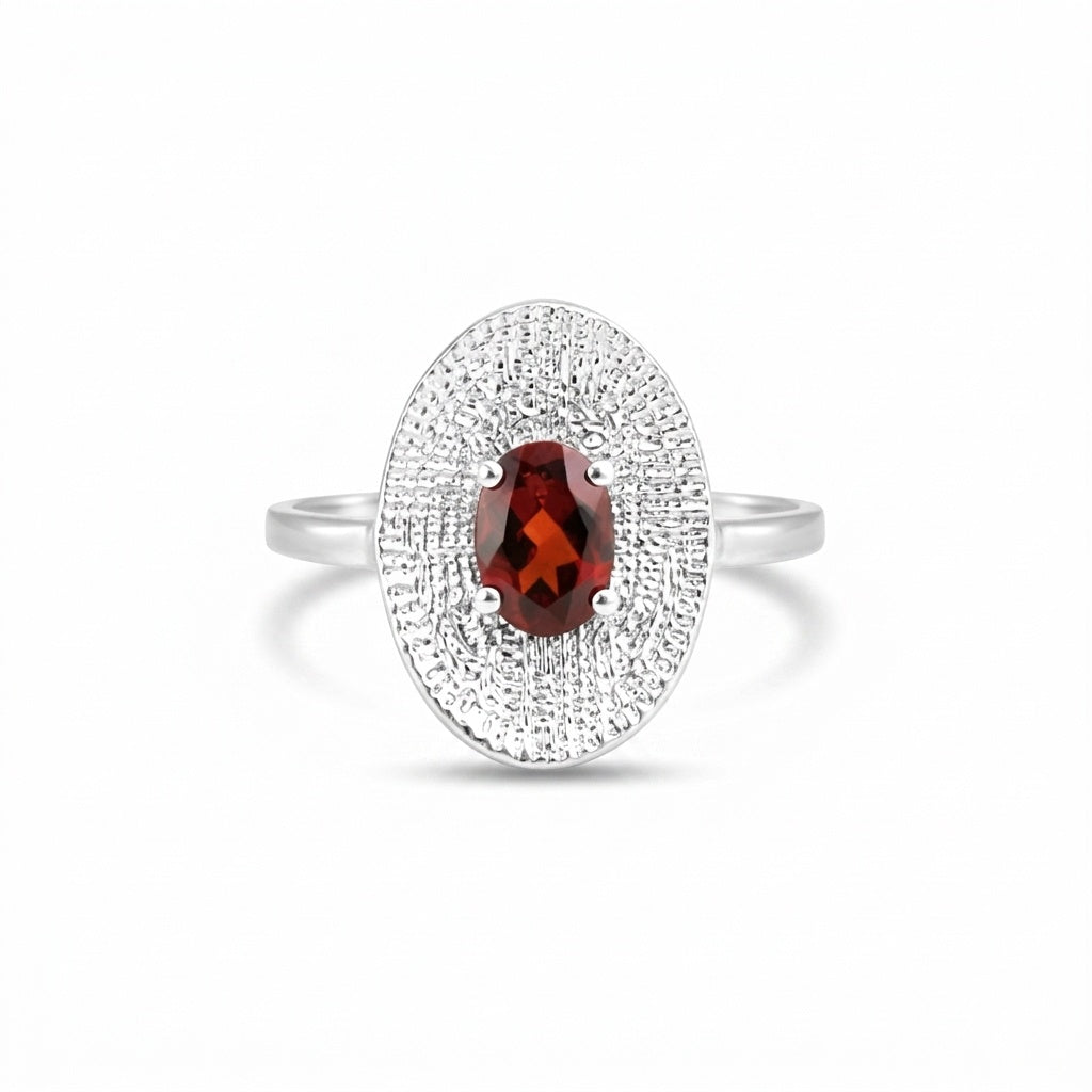 Red Garnet Oval Ring 2.00 Ct. 925 Sterling Silver Stackable Eternity Band Gift