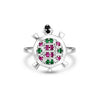 Emerald & Ruby Round Solitaire Ring 1.20 Ct. 925 Sterling Silver Anniversary Fin