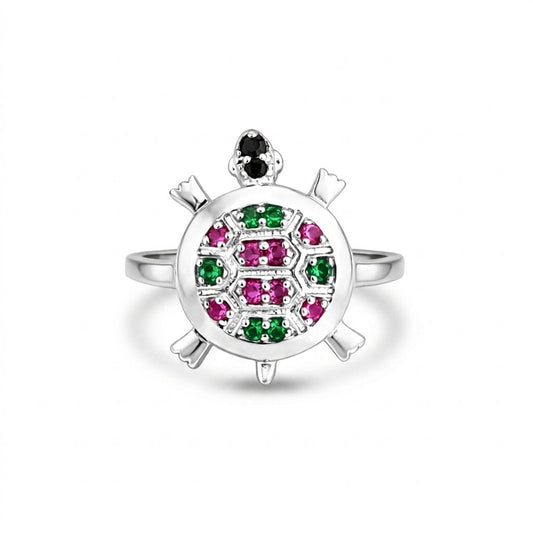 Emerald & Ruby Round Solitaire Ring 1.20 Ct. 925 Sterling Silver Anniversary Fin