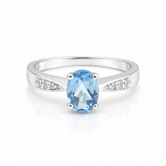 1.95 Ct. Aquamarine Oval Solitaire Ring 925 Sterling Silver Anniversary Fine Jew