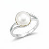 White Pearl Solitaire Ring 4.50 Ct. Round Cut 925 Sterling Silver Stackable Band