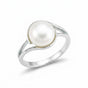 White Pearl Solitaire Ring 4.50 Ct. Round Cut 925 Sterling Silver Stackable Band